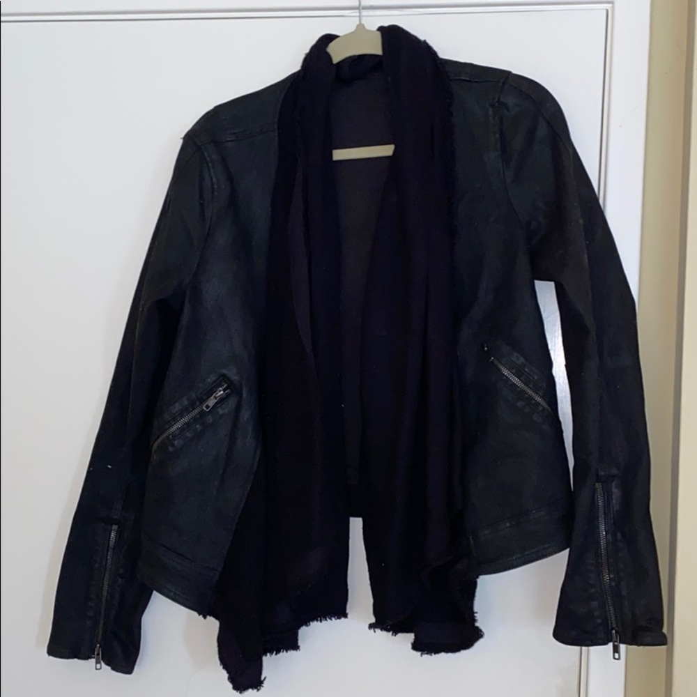 Free People Black Jean Jacket w/ Loose Front,Sz 12